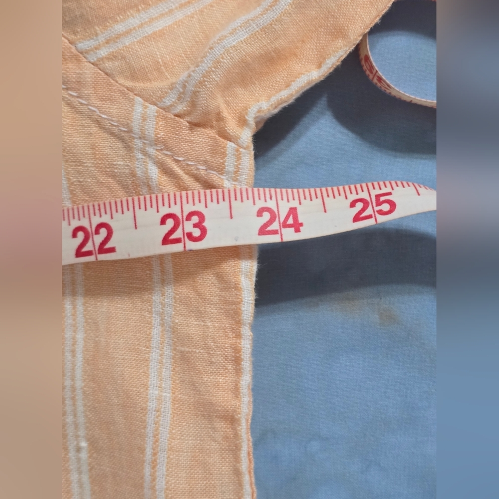 Tommy Bahama Relax Linen Shirt Men’s M Orange Peach Long Sleeve Button Striped - Picture 14 of 14